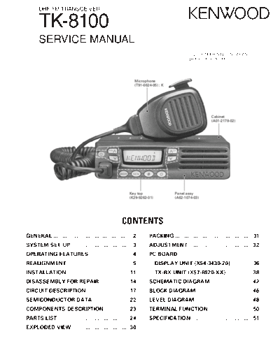 Kenwood B51-8671-00  Kenwood UHF FM Transceiver UHF FM Transceiver Kenwood TK-8100 B51-8671-00.pdf