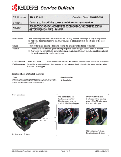 Kyocera 2J0-011  Kyocera Printer FS-2020-3920-4020 SERVICEBULLETINS 2J0-011.pdf