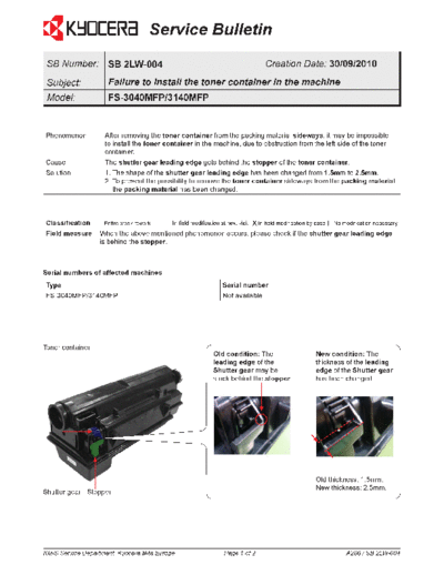 Kyocera 2LW-004  Kyocera Printer FS-3040-3140MFP SERVICEBULLETIN 2LW-004.pdf