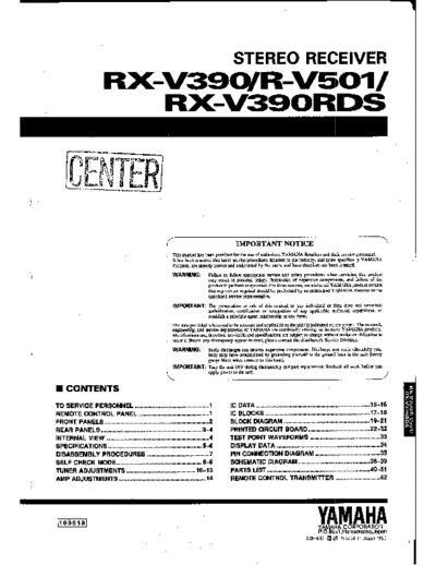 Yamaha RX-V390 & R-V501  Yamaha RX RX-V390 & R-V501 RX-V390 & R-V501.pdf
