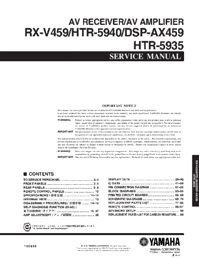 Yamaha RX-V459 & HTR-5940  Yamaha RX RX-V459 & HTR-5940 RX-V459 & HTR-5940.pdf