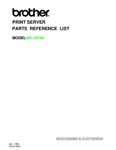 Brother NC-2010h Parts Manual  Brother Printers others Brother NC-2010h Parts Manual.pdf