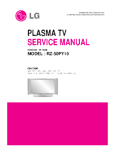 LG RZ-50PY10 Plasma TV Service Manual  LG Plasma LG RZ-50PY10 Plasma TV Service Manual.zip