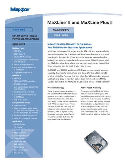 maxtor MaXLine II and MaXLine Plus II  maxtor MaXLine II and MaXLine Plus II.PDF