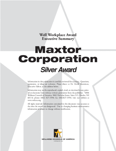 maxtor Corporation - Silver Award  maxtor Maxtor Corporation - Silver Award.PDF