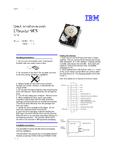 IBM Ultarstar 9ES - Quick Installation Guide  IBM HDD IBM Ultarstar 9ES - Quick Installation Guide.PDF