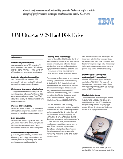 IBM Ultrastar 9ES  IBM HDD IBM Ultrastar 9ES.PDF