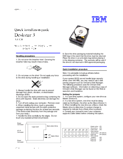 IBM Deskstar 3 Quick Installation Guide v3.0  IBM Deskstar 3 Quick Installation Guide v3.0.pdf