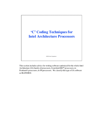 Intel C Coding Techniques for   Architecture Processors  Intel C Coding Techniques for Intel Architecture Processors.PDF