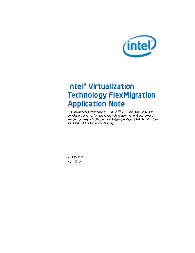 Intel  Virtualization Technology FlexMigration (  VT FlexMigration) Application Note  Intel Intel Virtualization Technology FlexMigration (Intel VT FlexMigration) Application Note.pdf