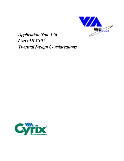VIA Cyrix III Thermal Specifications  . Rare and Ancient Equipment VIA VIA Cyrix III Thermal Specifications.PDF
