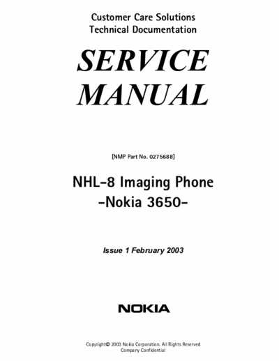 Nokia 3650 Service Manual, Part, Variant, Tools, Troubleshooting, Schematic, ecc. - File 12