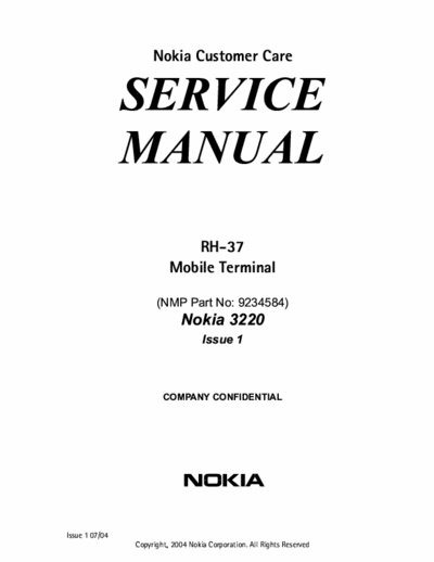 Nokia 3220 Service Manual Cellular Phones - (10,5Mb) File 10 - Part 1/5