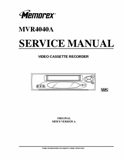Memorex MVR4040A Service Manual - Video VHS Recorder - pag. 55