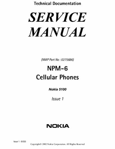 Nokia 5100 Service Manual, Part, Variant, Tools, Troubleshooting, Schematic, ecc. - File 10