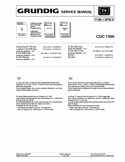 Grundig CUC7350 Original service manuals