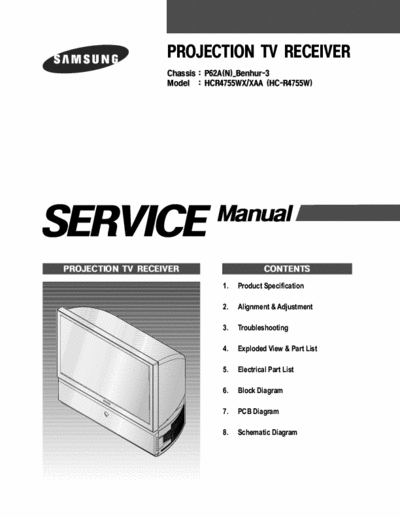 Samsung HC-R4755W Part 1 of Samsung HC-R4555W Service Manual (including schematics).