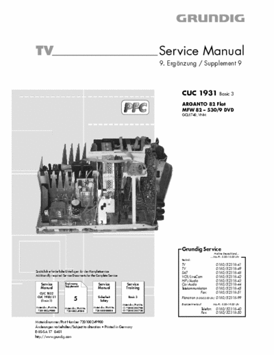 Grundig Arganto 82 Flat [MFW82-530/9 DVD] Service Manual Supplement 9 Tv Color [720 1002 49900] Part 1/2 [Tot. File 5.087Kb] Pag. 46