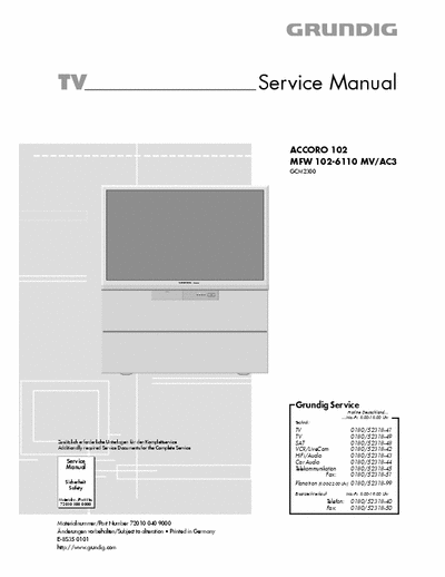 Grundig ACCORO 102 [MFW 102-6110 MV/AC3] Service Manual (in PDF) Tv Projection 16:9 100Hz [mod. GCM2300] Part 1/3 - Pag. 64