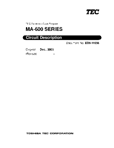 Toshiba MA600 Circuit Description
