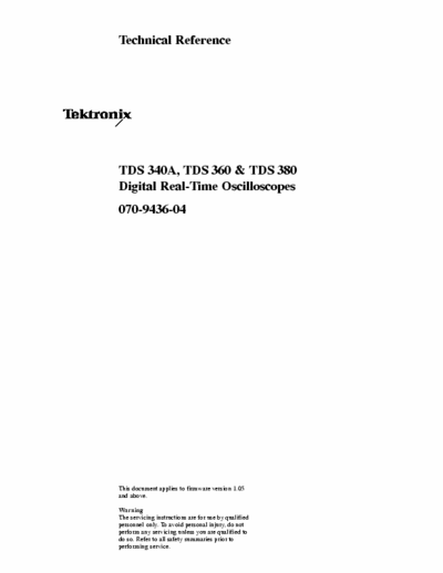 Tektronix TDS340_360_380 Technical reference (with schematics)