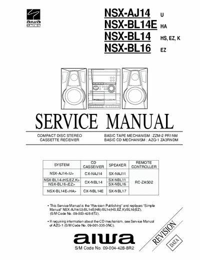 AIWA NSX-AJ14, NSX-BL16, NSX-BL14(E) Service Manual Compact Disc Stereo Cassette Receiver (ver. U, HA, HS, EZ, K) [Tape mech. ZZM-2 PR1NM, CD mech. AZG-1 ZA3RNDM] - Tot. File 12.337Kb Part 1/6 - pag. 47