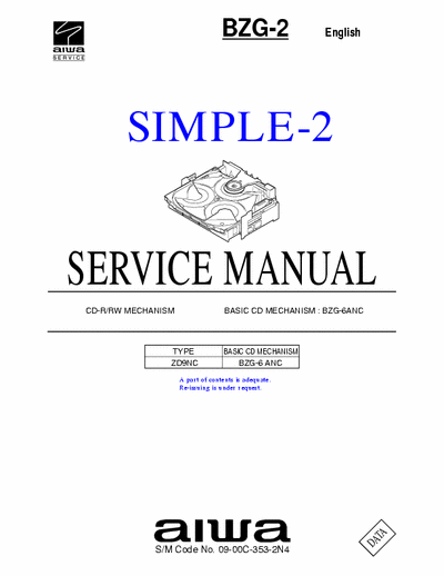 Aiwa BZG-2 (ZD9NC) Service Manual (with Wave Form) CD-R/RW Mechanism - pag. 29