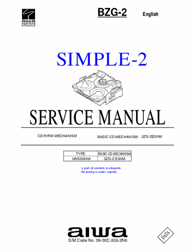 Aiwa BZG-2 Service Manual CD-R/RW Mechanism Type MVSD3NM - (5.619Kb) Part 1/3 - pag. 42