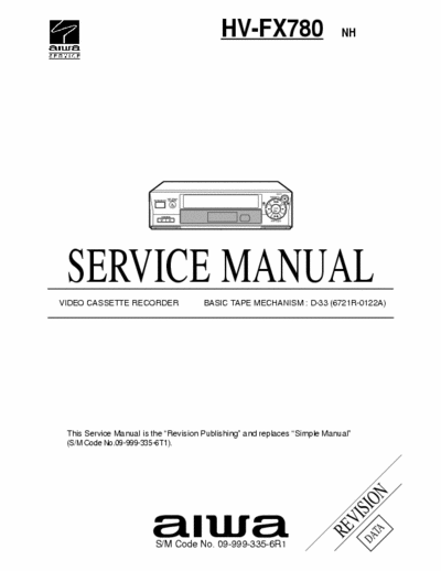 Aiwa HV-FX780 (NH) Service Manual Video Cassette Recorder [Tape Mech. D-33(6721R-0122A)] - [Tot. File 5.628Kb - Part 1/3] pag. 67
