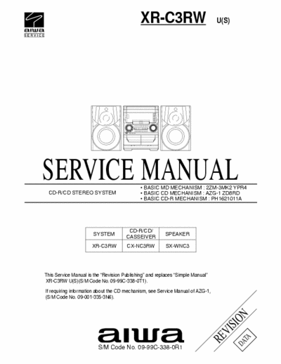 AIWA XR-C3RW  U(S) Service Manual CD-R/CD Stereo System [MD mech. 2ZM-3MK2 YPR4, CD mech. AZG-1 ZD8RD, CD-R mech. PH1621011A] - [9.825Kb Part 1/4] pag. 48
