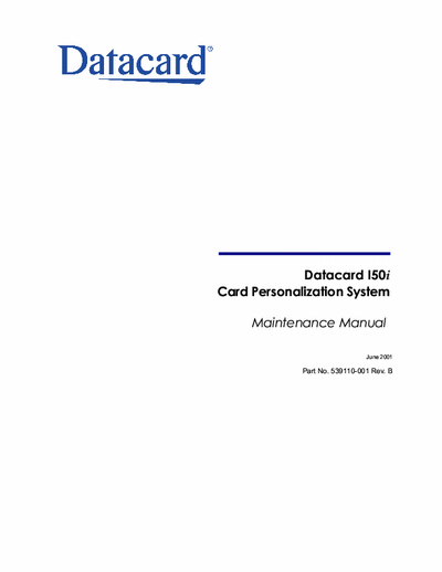 Datacard Datacard 150i MANUAL SERVICE