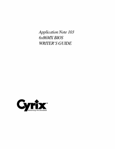 Cyrix 6x86MX Application Note 103
6x86MX BIOS WRITERS GUIDE