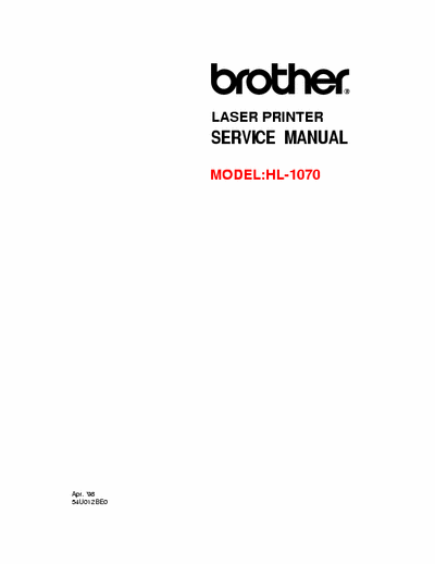 Brother HL-1070 SERVICE MANUAL brother hl-1070