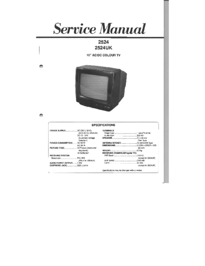  2524UK Unknown (OEM) 10" AC/DC color TV model 2524 / 2524UK Service Manual