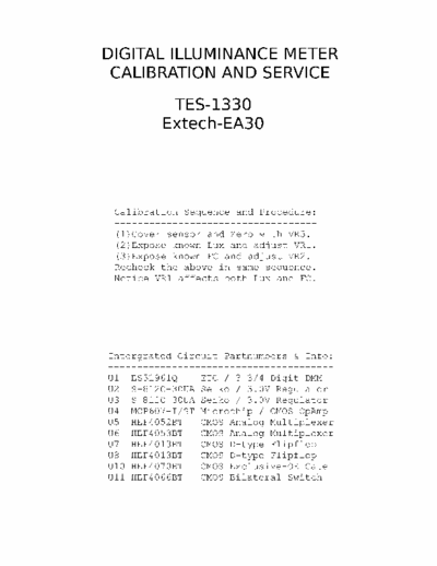 TES Extech TES-1335 Extech EA30 TES-1335 Digital Illuminance Meter Instruction Manual. Also known as Extech EA30 Light Meter User