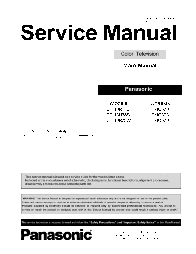 Panasonic CT-13R18B Entire service manual