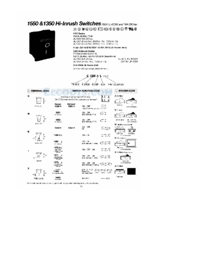 Rocker switch 1550 & 1350 series Shows the various configurations of the hi -Inrush switches for the 1550 and 1350 series of rocker switches.