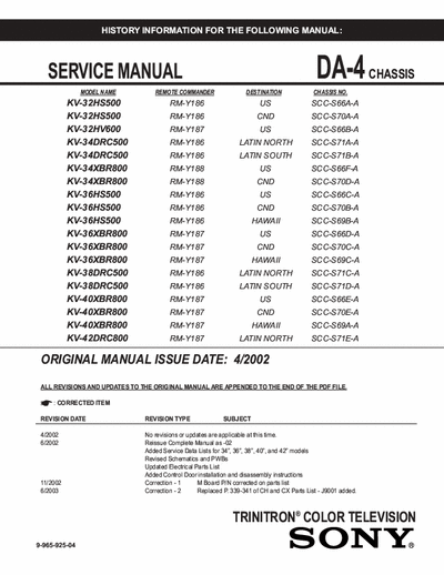 sony KV-32HS500,KV-34DRC500,KV-42DRC80 MANUAL