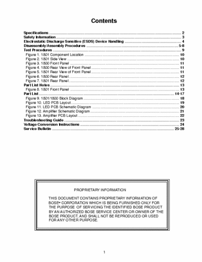 Bose Service Manual für Model 901 Series IV  Copy 