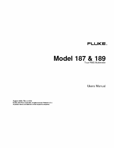 Fluke 189 User Manual