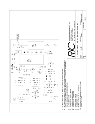Rickenbacker RG7 Component Layout Power Amp Scale x1 - (3/9/89) - pag. 1