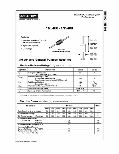 fairchild semiconductor 1n5400/1n5408 diod