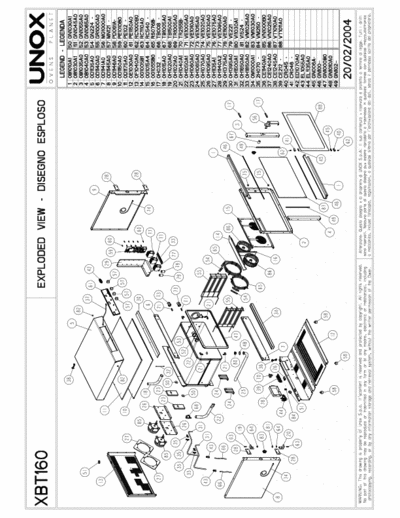 Unox XBT160 XBT160 exploded view and spare parts list