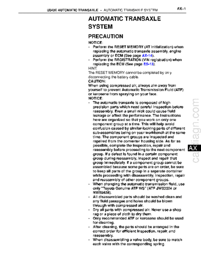 Toyota Yaris Toyota Yaris automatic transmission repair manual