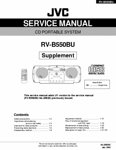 JVC CD RV-B550BU RADICASSETE CD PLAYER