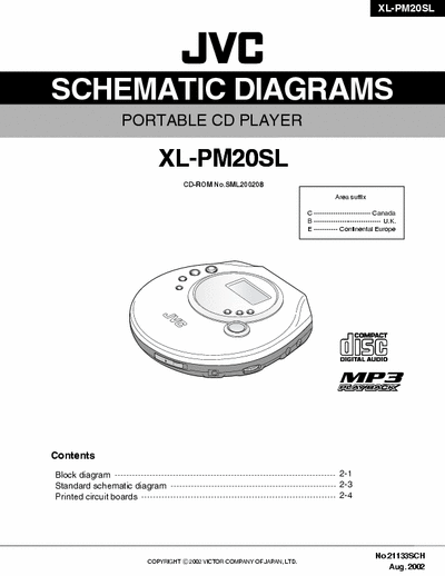 JVC XL-PM20SL PORTABLE CD PLAYER SCHEMATIC DIAGRAMS