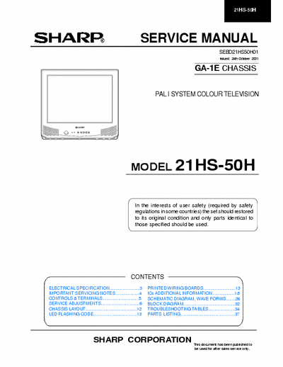 Sharp 21HS50H Service Manual