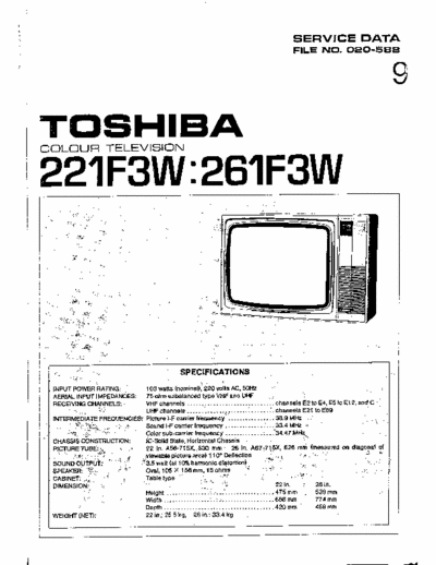 Toshiba 221f3w 221f3w 261f3w