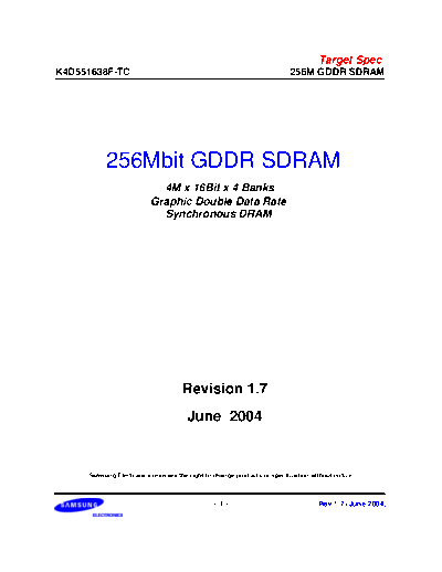 Samsung K4D551638F-TC Datasheets 4M x 16Bit x 4 Banks Graphic Double Data Rate Synchronus DRAM - pag. 17