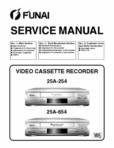 funai 25A-254_654 25A-254_654 service manual